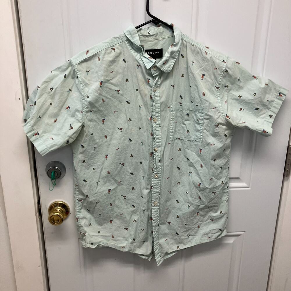 Pac Sun Los Angeles Button Down Men's Shirt Size L Cocktail Themed NOC3473DT